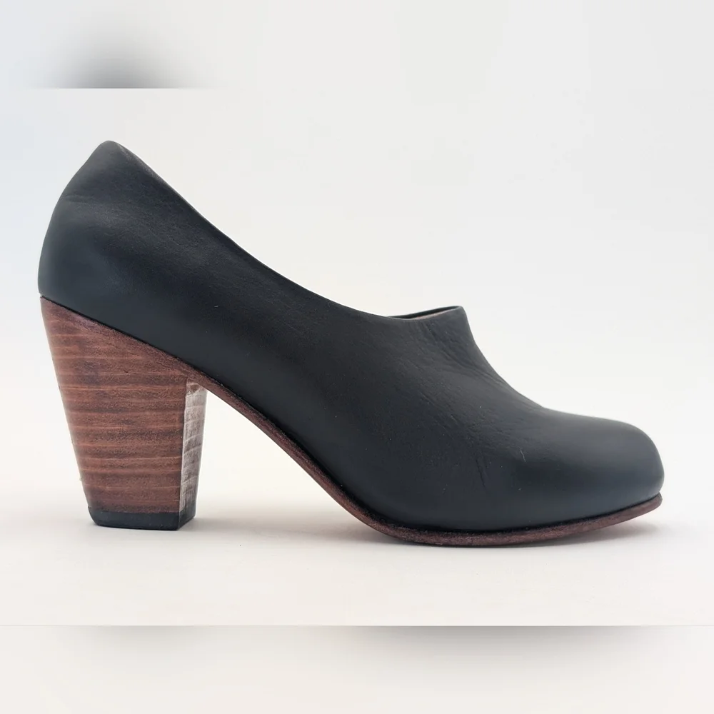 Nisolo Austin Bootie Size 7.5 Noir Black Genuine Leather With Wood Block Heels